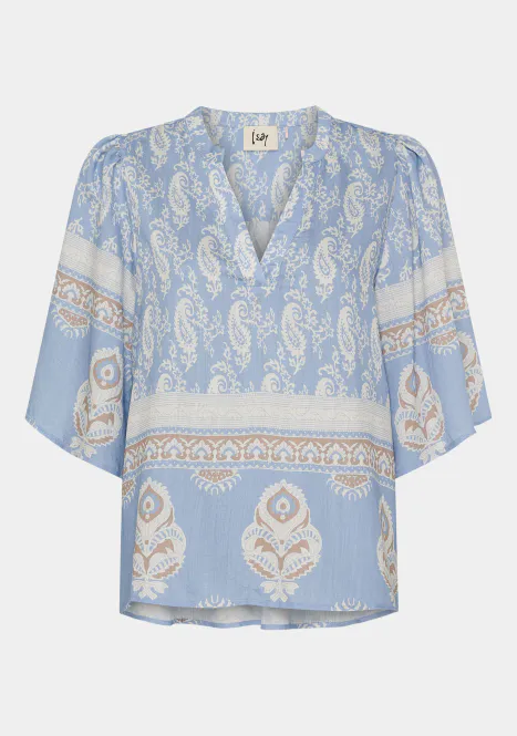 Hovedbilde ISAY - Ane s/s Blouse - Light Blue Border Paisley
