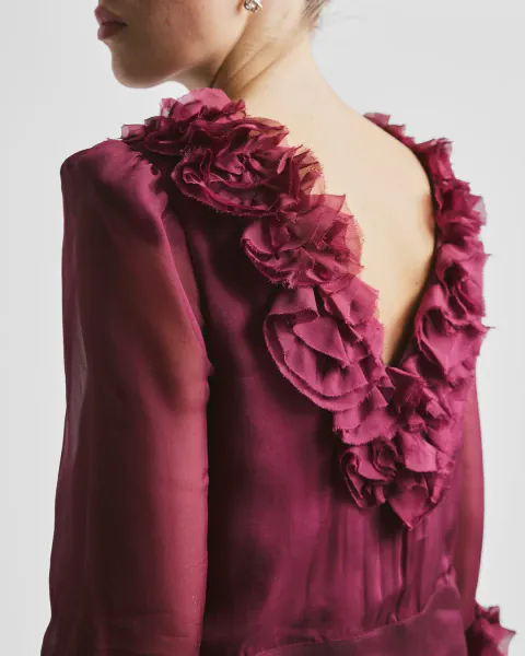 Hovedbilde BYTIMO - ORGANZA FRILLY TOP - BURGUNDY