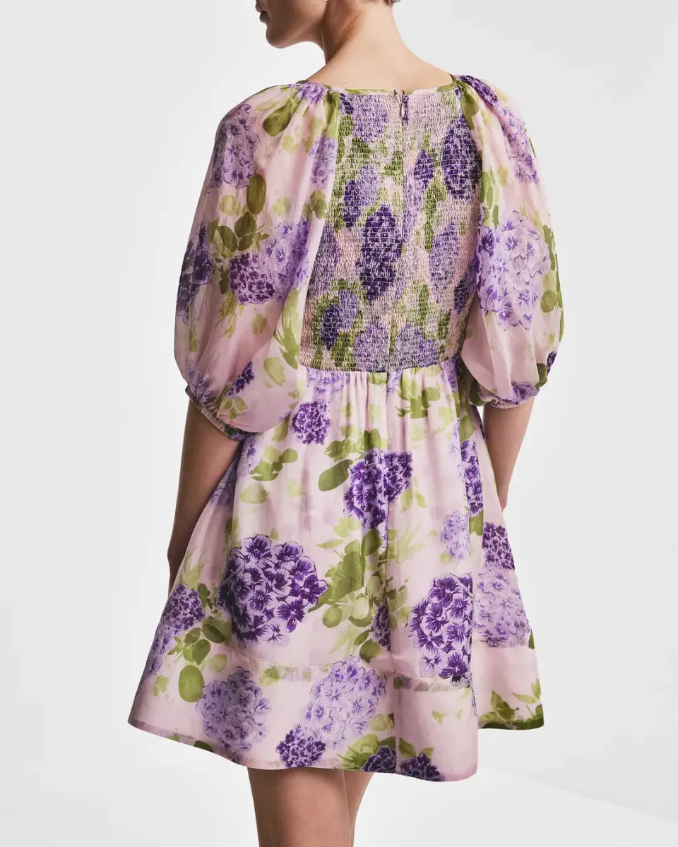 ByTiMo - Cupro Mini Dress Purple Flowerfield