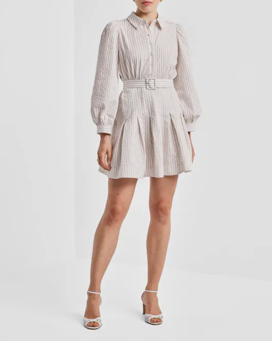 Hovedbilde BYTIMO - Seersucker Pleated Dress - Khaki Stripe