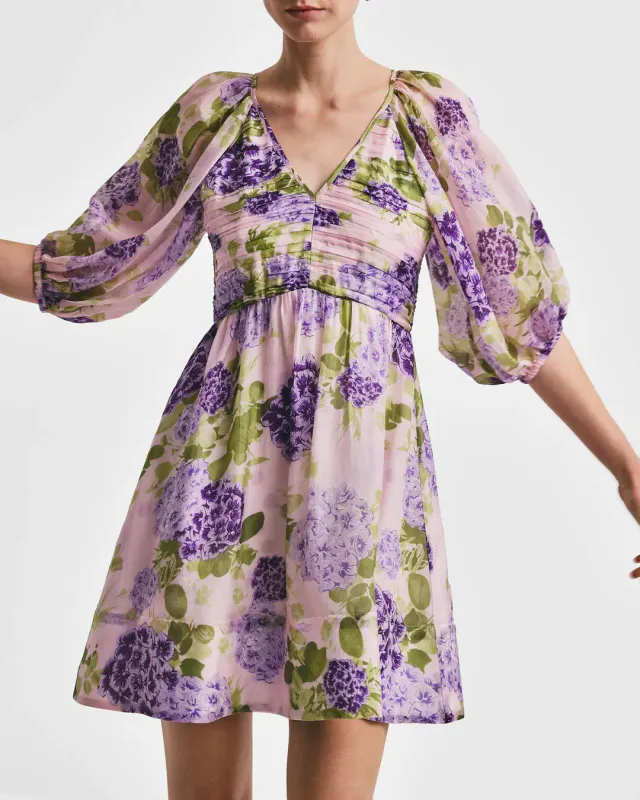 ByTiMo - Cupro Mini Dress Purple Flowerfield