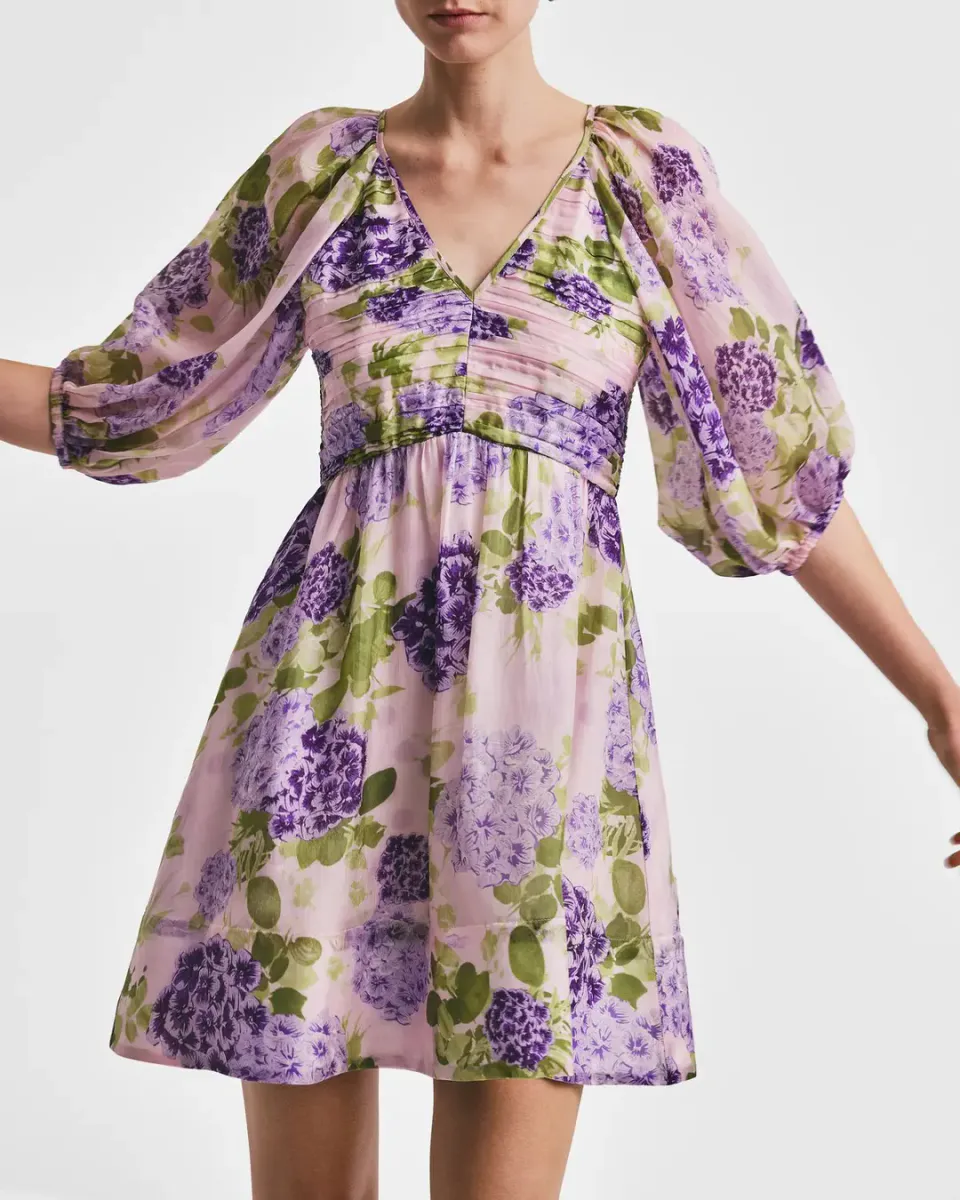 ByTiMo - Cupro Mini Dress Purple Flowerfield