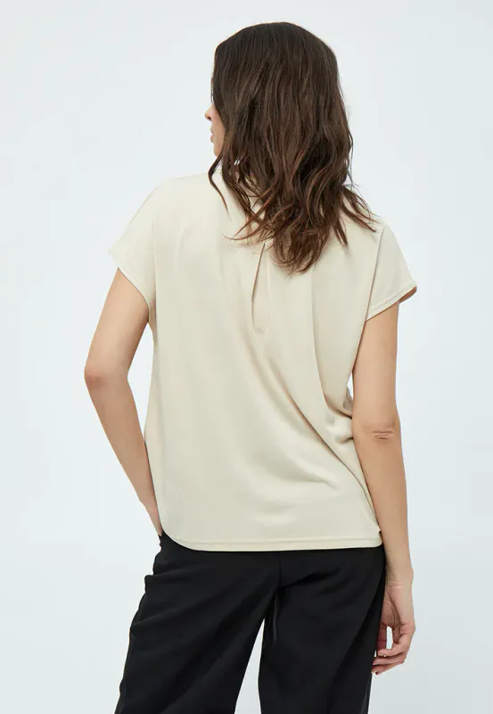 Lana V-Neck Cap Sleeve T-Shirt Curve - Sandshell