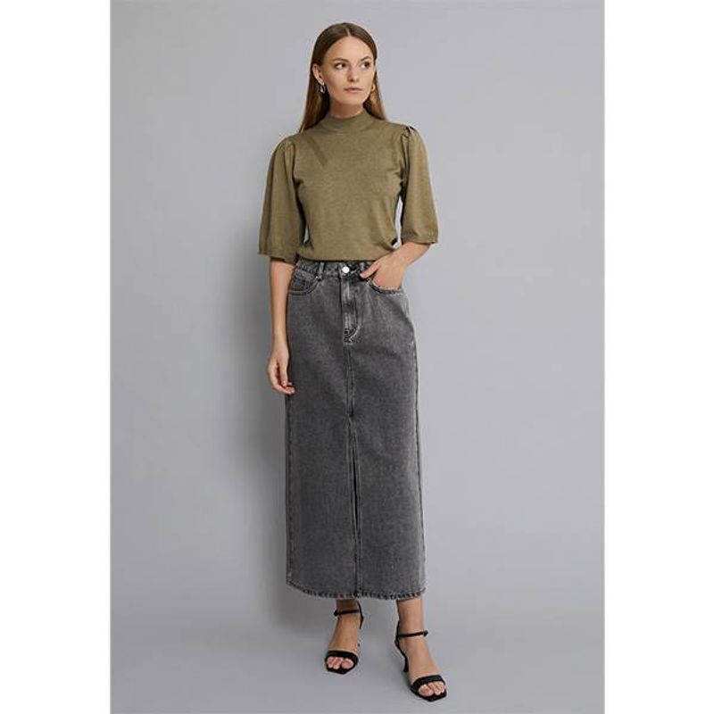 Dina Nova midi skirt - Light grey wash