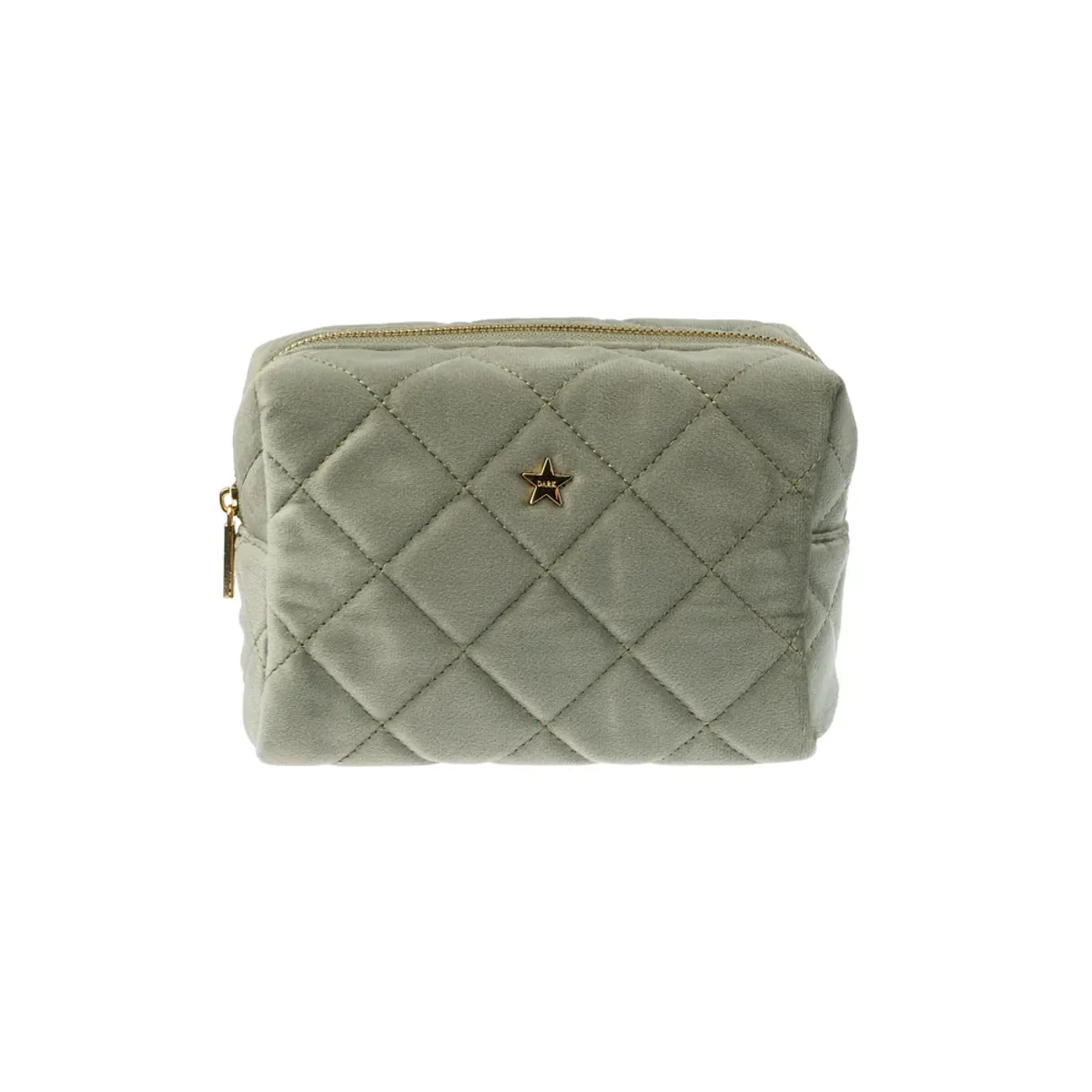 ELVET SQUARE QUILTED MAKE-UP POUCH SMALL MILIEU GREEN