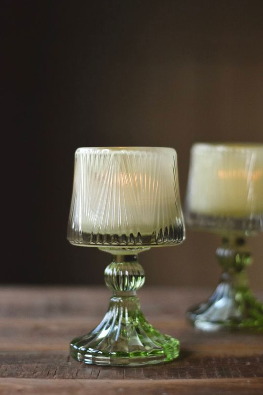  TREND - Lysholder På Stett H 15 Cm Grønn/Creme