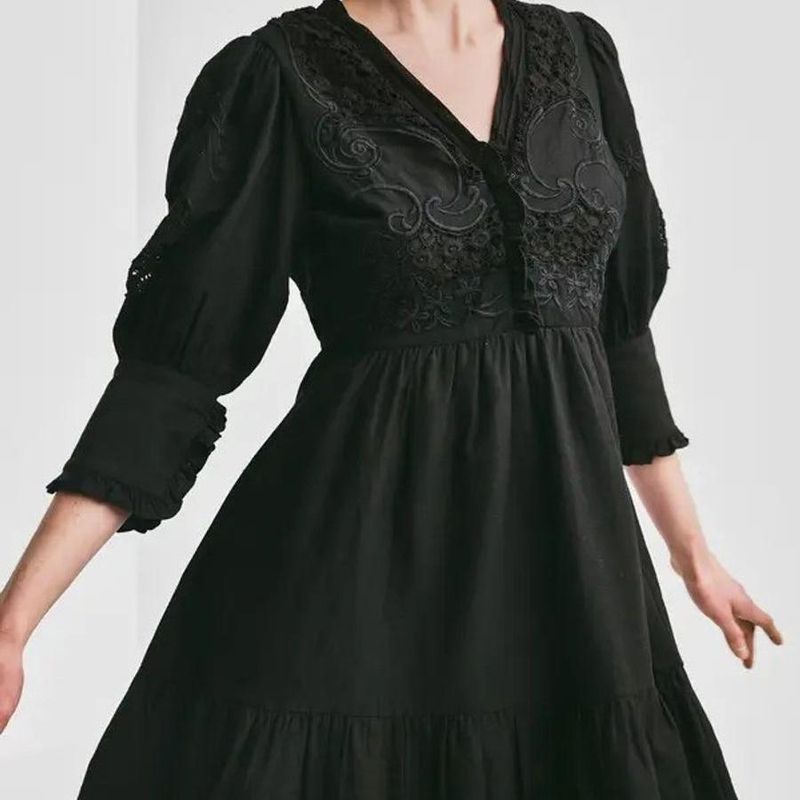 BYTIMO - Linen Mini Dress Black 