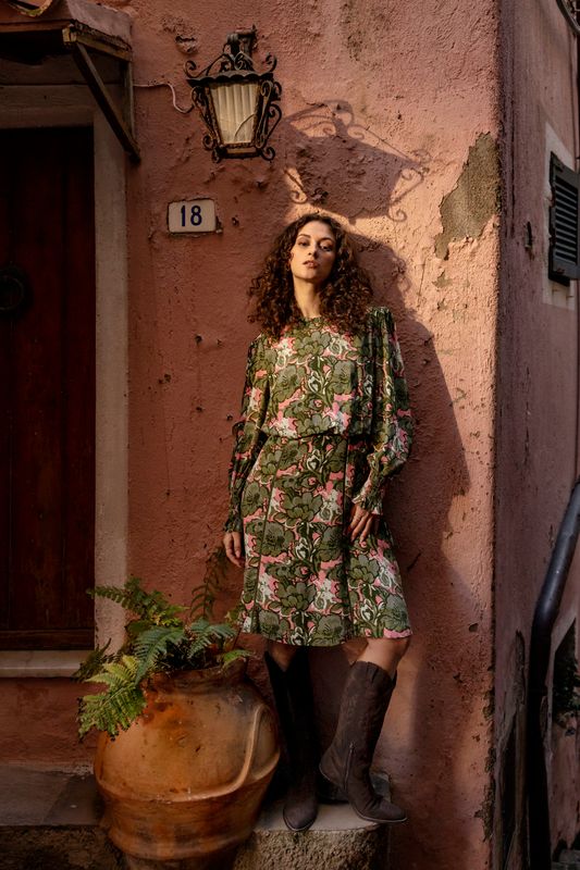 Irfarrow dress - olive branch big flowers